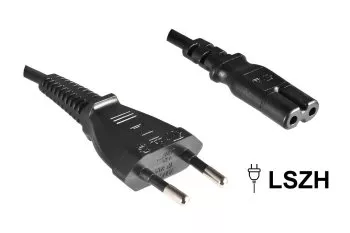 Netzkabel LSZH Eurostecker Typ C auf C7, 0,75mm², VDE, schwarz, Länge 1,80m